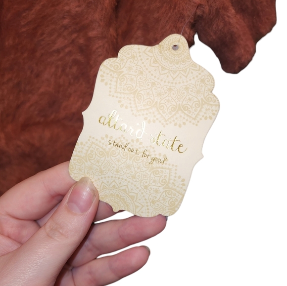 Altar'd State Fuzzy Eyelash Cropped Top Crew Neck Rust Soft Cozy Fall Textured M - Picture 3 of 4